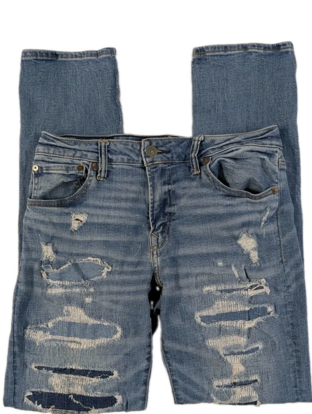 American Eagle AirFlex+ Slim Straight Jeans Mens 32x34 Heavily Distressed